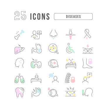 Diseases. Collection of perfectly thin icons for web design, app, and the most modern projects. The kit of signs for category Medicine.