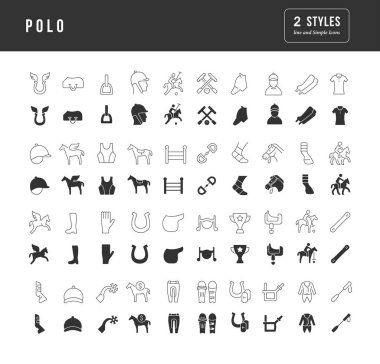 Polo. Collection of perfectly simple monochrome icons for web design, app, and the most modern projects. Universal pack of classical signs for category Sport.