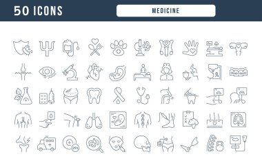 Medicine. Collection of perfectly thin icons for web design, app, and the most modern projects. The kit of signs for category Medicine.