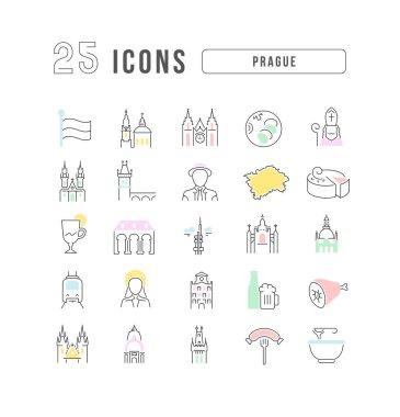 Prague. Collection of perfectly thin icons for web design, app, and the most modern projects. The kit of signs for category Education.