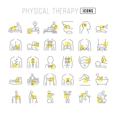 Physical Therapy. Collection of perfectly thin icons for web design, app, and the most modern projects. The kit of signs for category Medicine.