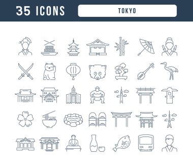 Tokyo mu? Web tasarımı, uygulama ve en modern projeler için son derece ince simgelerin toplanması. Kategori Ülkeleri ve Şehirler için işaret kiti.