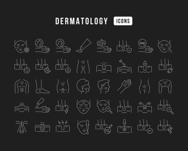 Dermatology. Collection of perfectly thin icons for web design, app, and the most modern projects. The kit of signs for category Medicine.