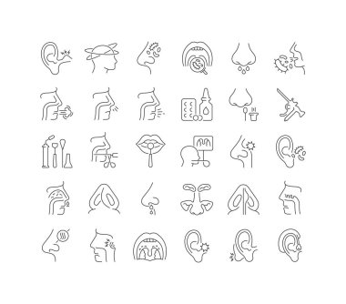 Otorhinolaryngology. Collection of perfectly thin icons for web design, app, and the most modern projects. The kit of signs for category Medicine.