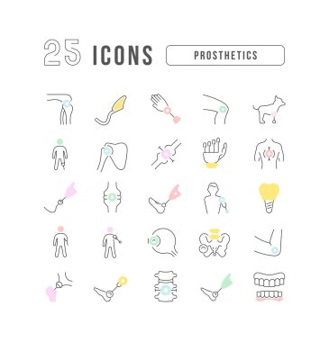 Prosthetics. Collection of perfectly thin icons for web design, app, and the most modern projects. The kit of signs for category Medicine.