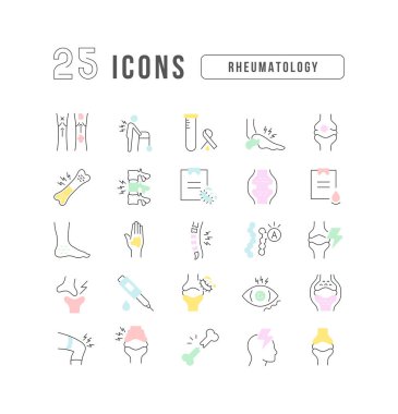 Rheumatology. Collection of perfectly thin icons for web design, app, and the most modern projects. The kit of signs for category Medicine.