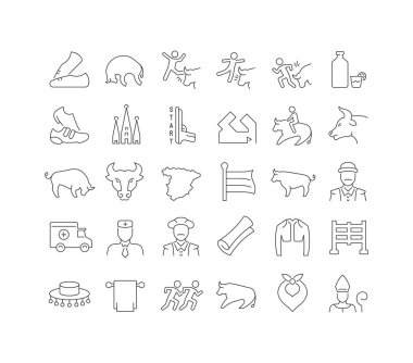 Running of the Bulls. Collection of perfectly thin icons for web design, app, and the most modern projects. The kit of signs for category Holidays.