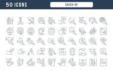 Check-Up. Collection of perfectly thin icons for web design, app, and the most modern projects. The kit of signs for category Medicine.