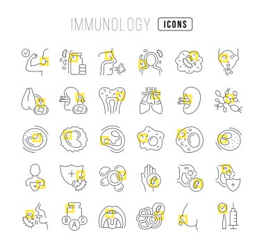 Immunology. Collection of perfectly thin icons for web design, app, and the most modern projects. The kit of signs for category Medicine.