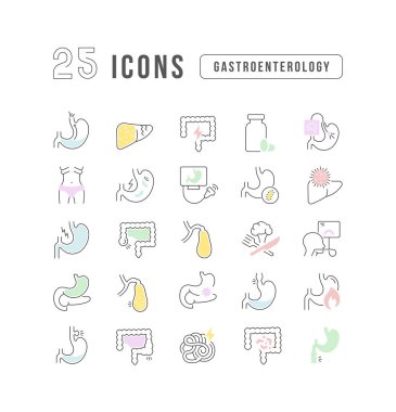 Gastroenterology. Collection of perfectly thin icons for web design, app, and the most modern projects. The kit of signs for category Medicine.