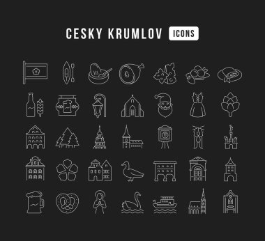 Cesky Krumlov. Collection of perfectly thin icons for web design, app, and the most modern projects. The kit of signs for category Countries and Cities.