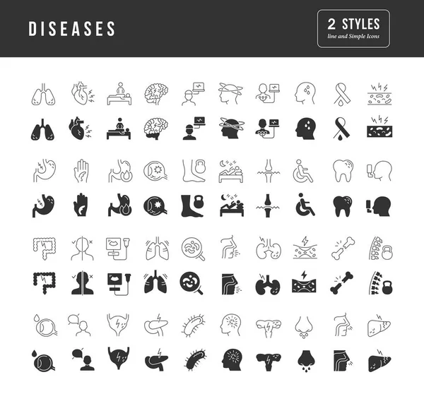 Diseases Collection Perfectly Simple Monochrome Icons Web Design App Most — Stockový vektor