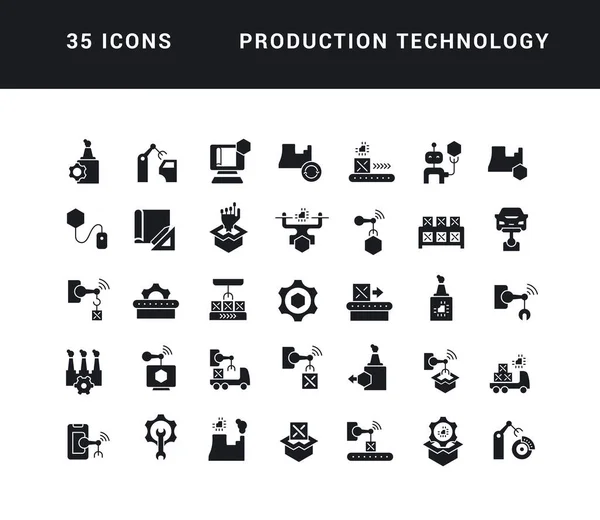 Production Technology Collection Perfectly Simple Monochrome Icons Web Design App — Vector de stock