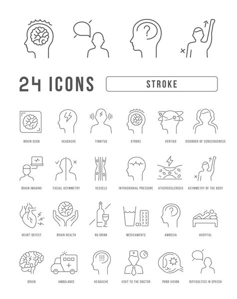 Stroke. Collection of perfectly thin icons for web design, app, and the most modern projects. The kit of signs for category Medicine.