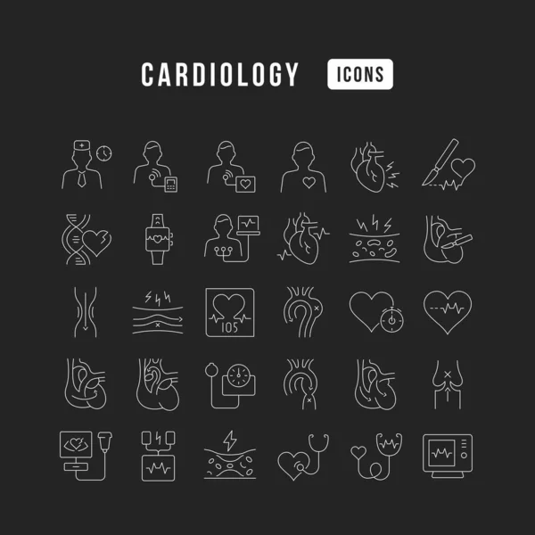 Cardiologia Collezione Icone Perfettamente Sottili Web Design App Progetti Più — Vettoriale Stock