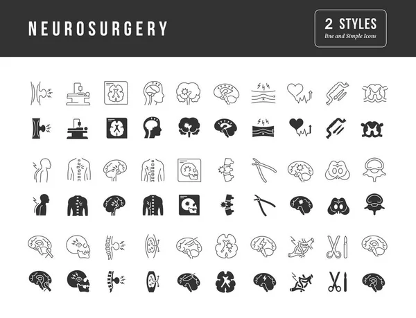 Neurosurgery Collection Perfectly Simple Monochrome Icons Web Design App Most — Stok Vektör