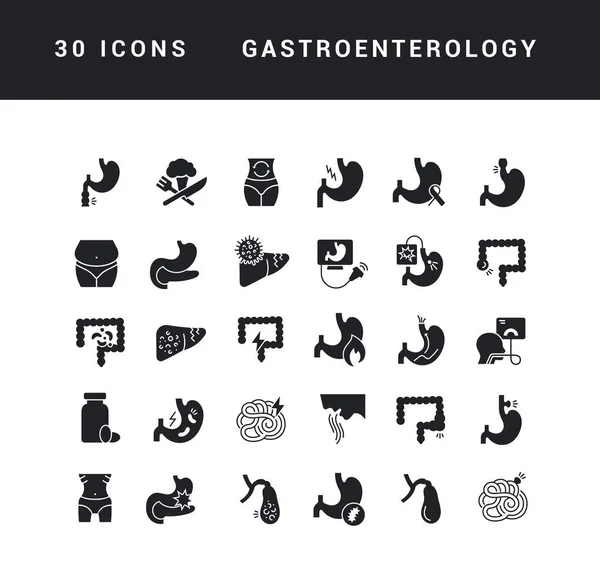 Gastroenterology Collection Perfectly Simple Monochrome Icons Web Design App Most — Διανυσματικό Αρχείο