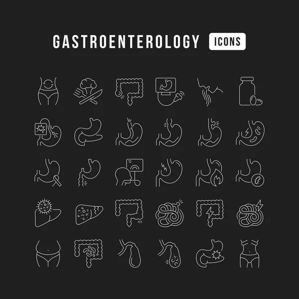 Gastroenterology Collection Perfectly Thin Icons Web Design App Most Modern — Archivo Imágenes Vectoriales