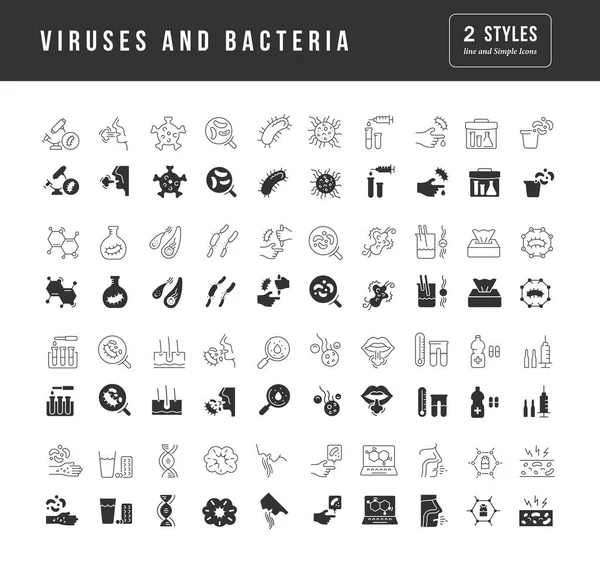 Viruses Bacteria Collection Perfectly Simple Monochrome Icons Web Design App — Vettoriale Stock