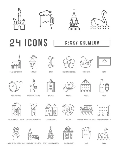 Cesky Krumlov Collection Perfectly Thin Icons Web Design App Most — Archivo Imágenes Vectoriales