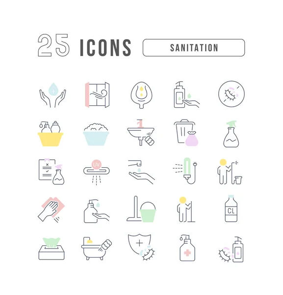 Sanitation Collection Perfectly Thin Icons Web Design App Most Modern - Stok Vektor