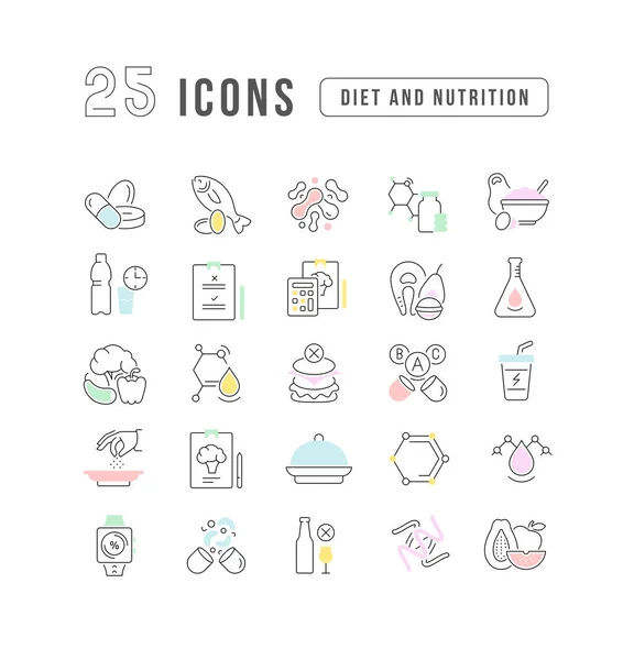 Diet Nutrition Collection Perfectly Thin Icons Web Design App Most - Stok Vektor