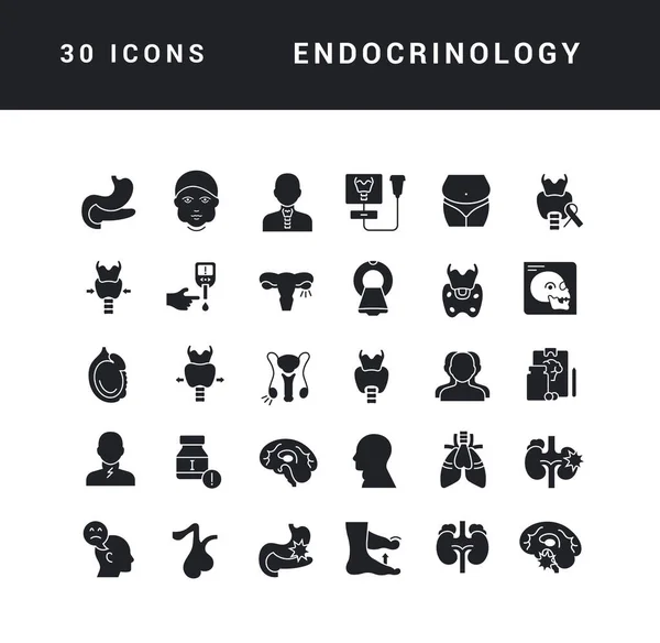 Endokrinologie Sammlung Vollkommen Einfacher Monochromer Symbole Für Webdesign App Und — Stockvektor