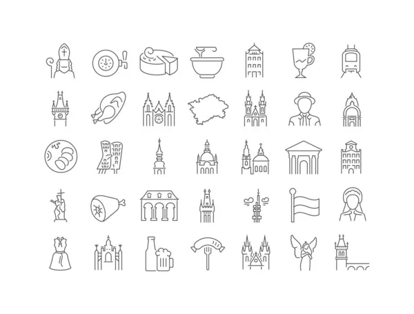 Prag Sammlung Perfekt Dünner Icons Für Webdesign App Und Die — Stockvektor