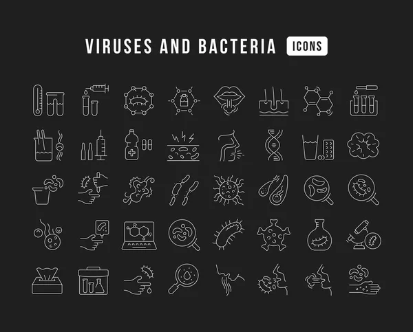 Virus Bacterias Colección Iconos Perfectamente Delgados Para Diseño Web Aplicación — Vector de stock