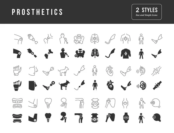 Prosthetics Collection Perfectly Simple Monochrome Icons Web Design App Most — Stock Vector