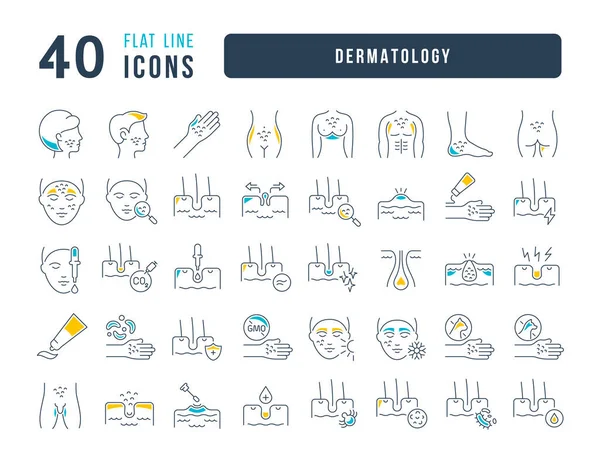 Dermatologia Collezione Icone Perfettamente Sottili Web Design App Progetti Più — Vettoriale Stock