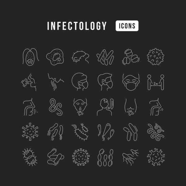 Infectology Collection Perfectly Thin Icons Web Design App Most Modern — Vettoriale Stock