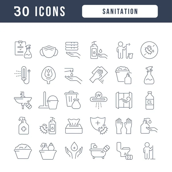 Sanitation Collection Perfectly Thin Icons Web Design App Most Modern — Vettoriale Stock