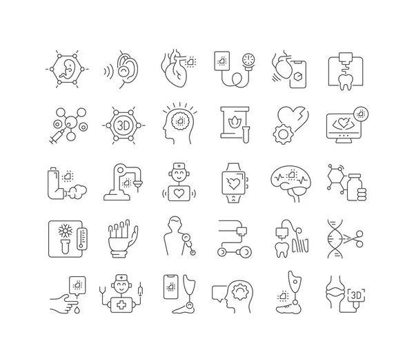 Med Tech Innovation Collection Perfectly Thin Icons Web Design App — Vetor de Stock