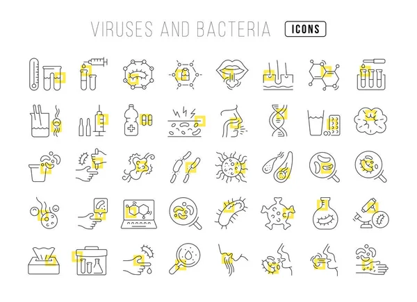 Viruses Bacteria Collection Perfectly Thin Icons Web Design App Most - Stok Vektor