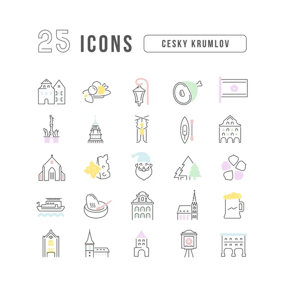 Cesky Krumlov Collection Perfectly Thin Icons Web Design App Most — Archivo Imágenes Vectoriales