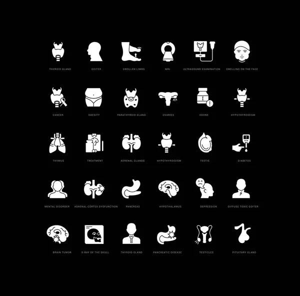 Endocrinology Collection Perfectly Simple Monochrome Icons Web Design App Most — Stock Vector