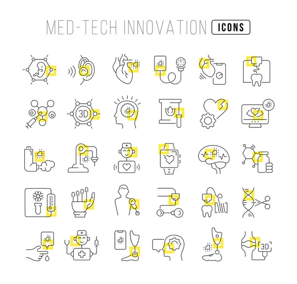 Med Tech Innovation Collection Perfectly Thin Icons Web Design App — Archivo Imágenes Vectoriales