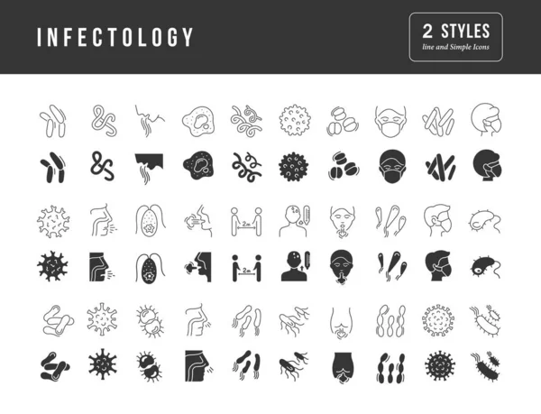 Infectology Collection Perfectly Simple Monochrome Icons Web Design App Most — Stock Vector