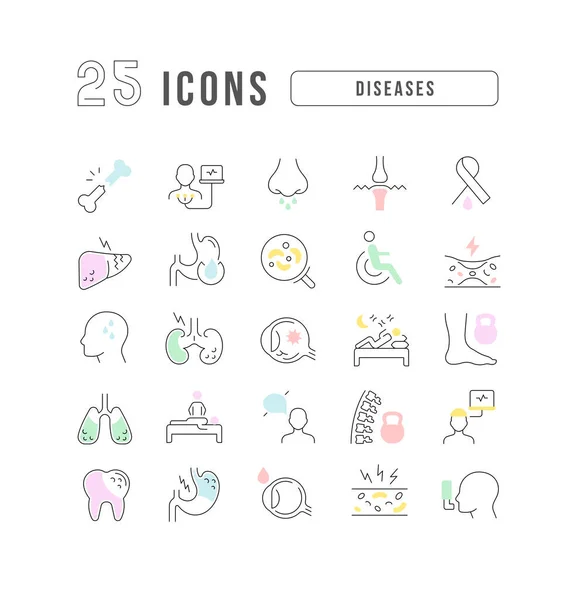 Diseases Collection Perfectly Thin Icons Web Design App Most Modern — Vettoriale Stock