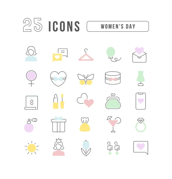 Women Day Collection Perfectly Thin Icons Web Design App Most — Stock Vector