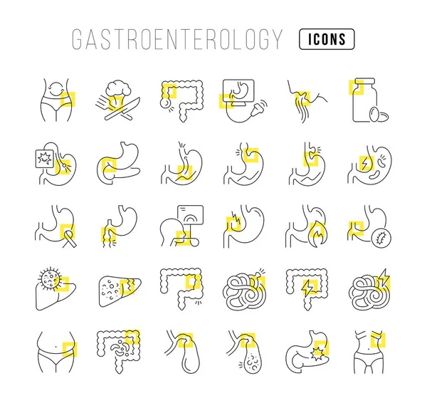 Gastroenterology Collection Perfectly Thin Icons Web Design App Most Modern - Stok Vektor