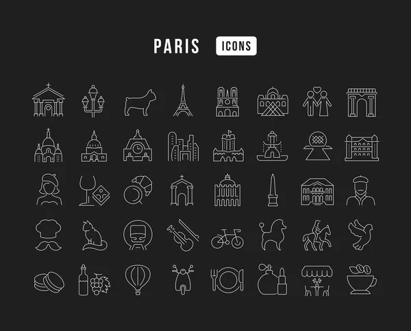 パリの線形アイコンのセット — ストックベクタ