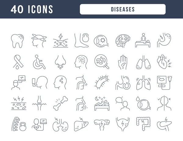 Diseases Collection Perfectly Thin Icons Web Design App Most Modern — Stock vektor