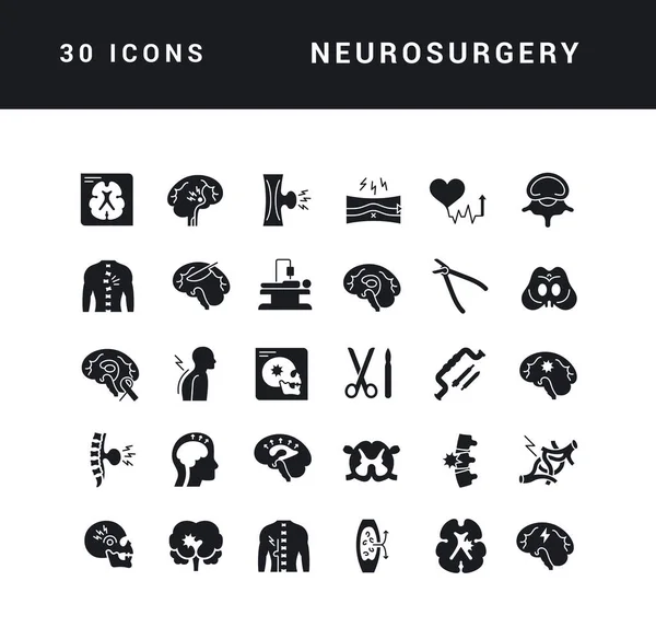 Neurosurgery Collection Perfectly Simple Monochrome Icons Web Design App Most — Stok Vektör