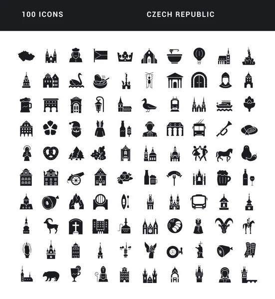 Czech Republic Collection Perfectly Simple Monochrome Icons Web Design App — Archivo Imágenes Vectoriales