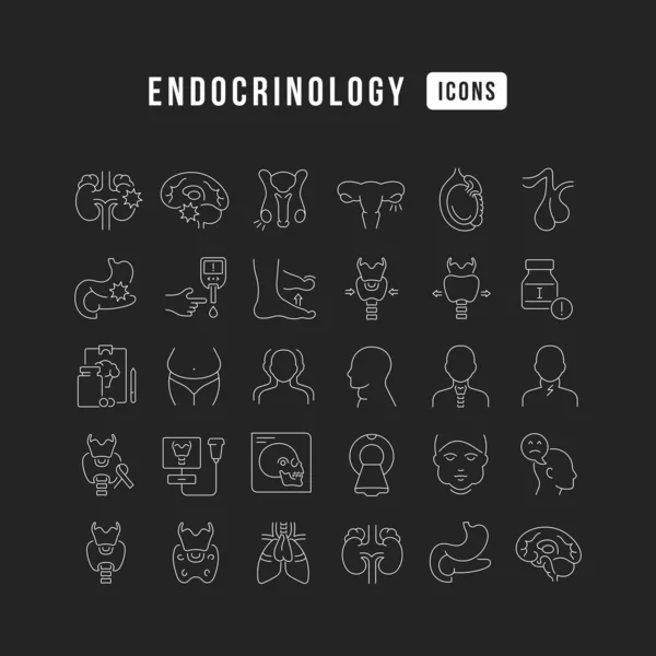 Endocrinology Collection Perfectly Thin Icons Web Design App Most Modern — Vettoriale Stock