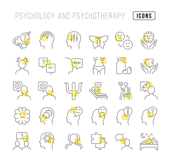 Psychology Psychotherapy Collection Perfectly Thin Icons Web Design App Most — Vector de stock