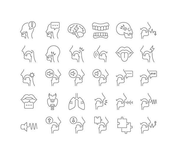 Speech Language Pathology Collection Perfectly Thin Icons Web Design App — Stock Vector