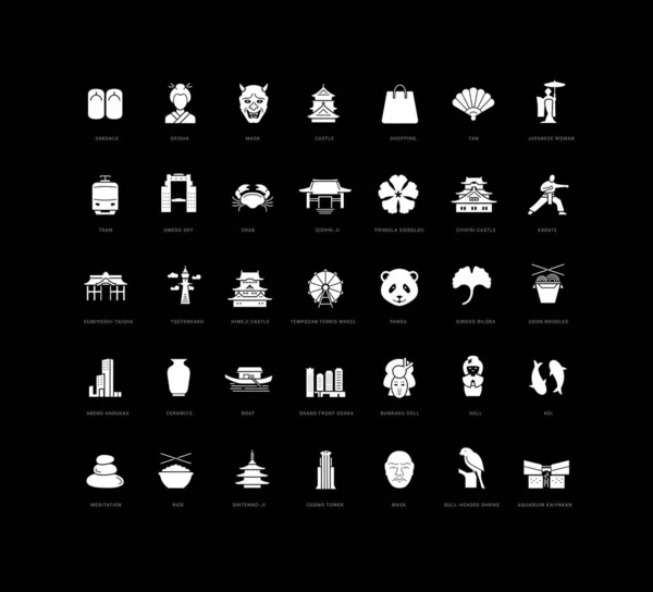 Osaka Collection Perfectly Simple Monochrome Icons Web Design App Most — Vector de stock